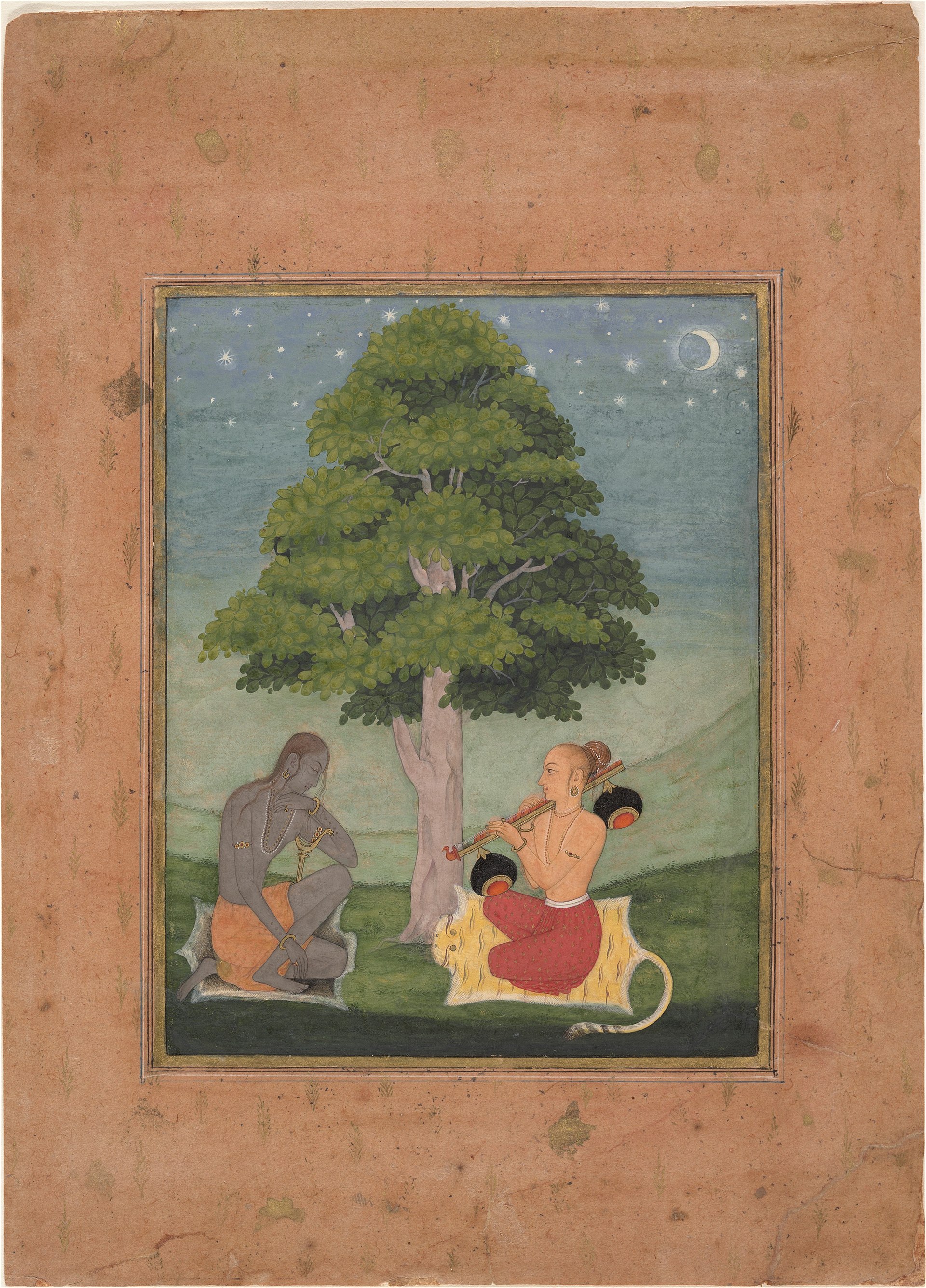 Ragamala folio painting depicting a raga as a scene