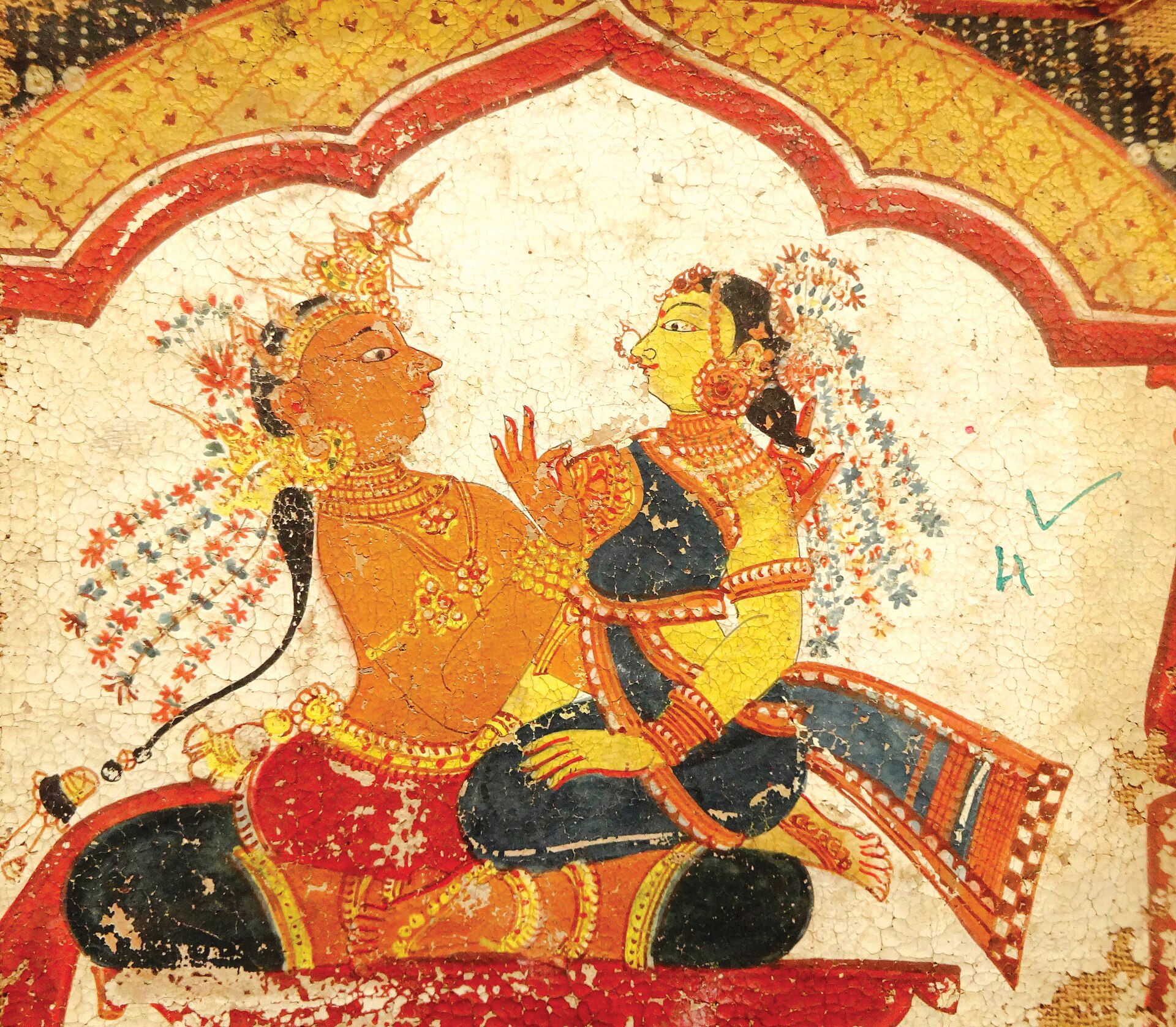 Ragamala album folio painting of a shared musical moment